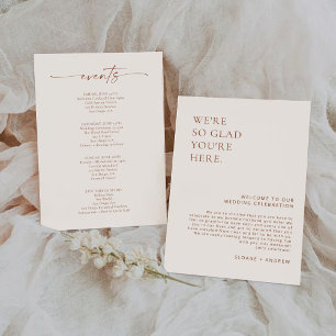 Minimalist Wedding Welcome Letter and Events Card