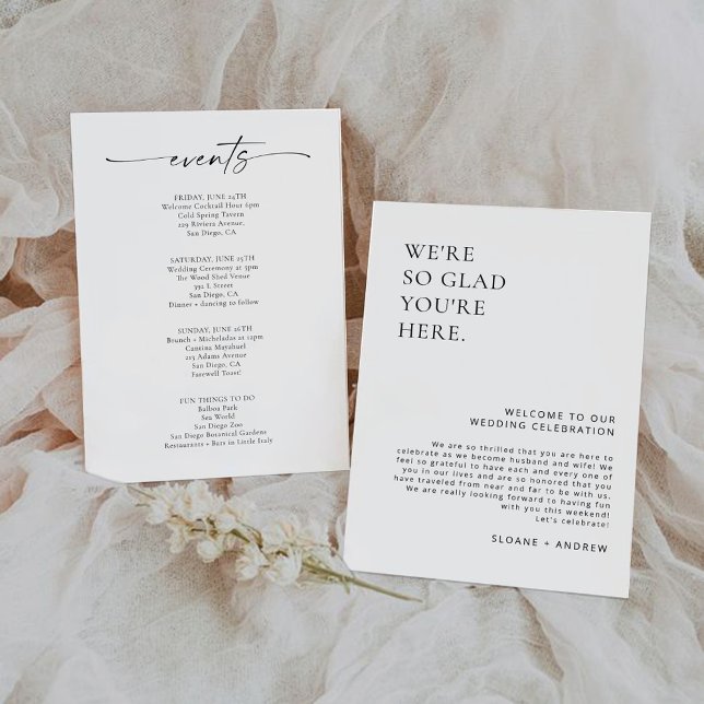 Minimalist Wedding Welcome Letter and Events Card (Creator Uploaded)