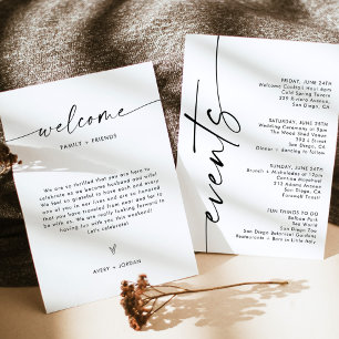 Minimalist Wedding Welcome Letter + Events Card