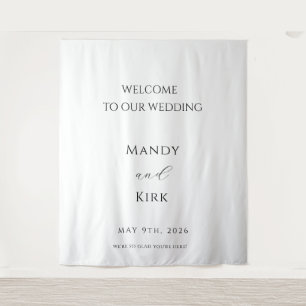 Minimalist Wedding Welcome Sign Backdrop Banner Tapestry