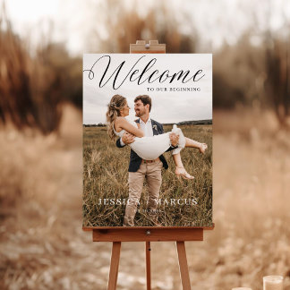 Minimalist Wedding Welcome Sign Poster with Photo
