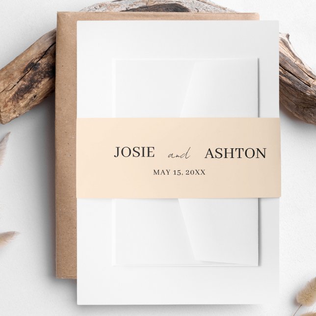 Minimalist Wedding White or Black Personalised Invitation Belly Band (Creator Uploaded)