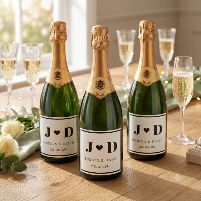 Minimalist Wedding Wine Bottle Labels Custom Date (Creator Uploaded)