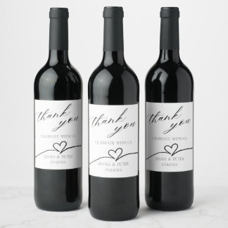 Minimalist Wedding Wine Label – Thank You Design