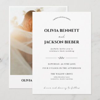 Minimalist Wedding with Elegant Modern Typography Invitation