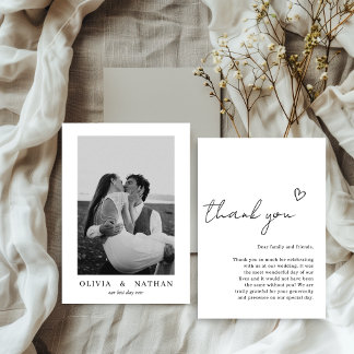 Minimalist Wedding with Photo Thank You Card