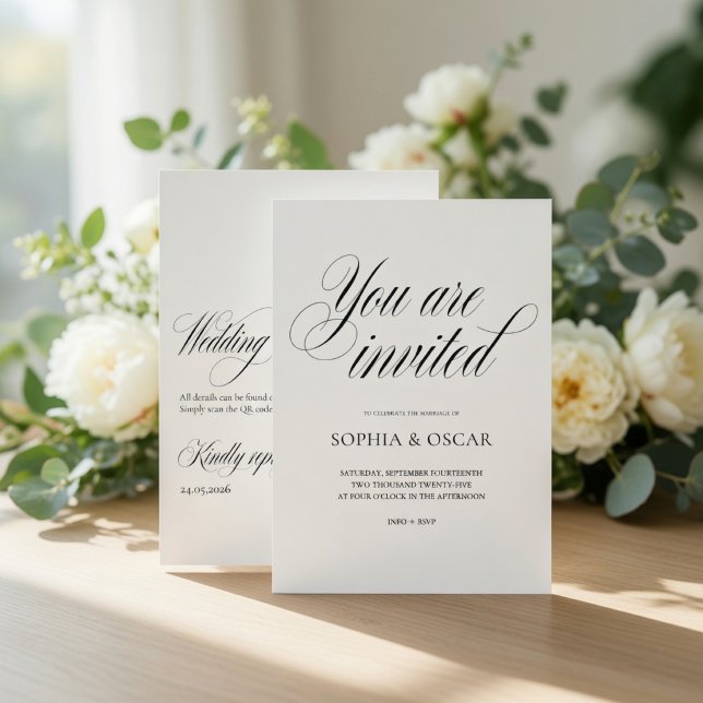 Minimalist Wedding with QR Code | Elegant Invitation (Creator Uploaded)