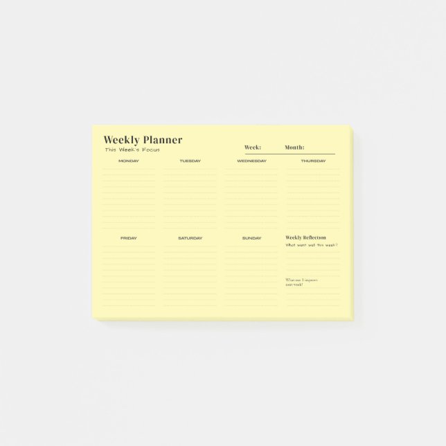 Minimalist Weekly Planner Notepad  (Front)
