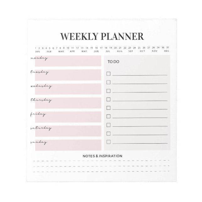 Minimalist Weekly Planner Notepad (Front)