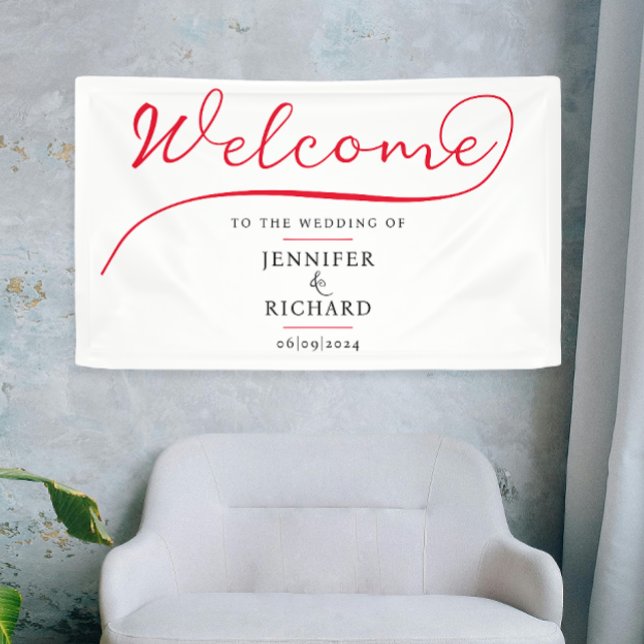 Minimalist Welcome Red And White Stylish Script Banner (Creator Uploaded)