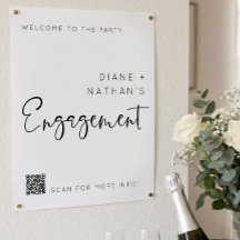 Minimalist Welcome to Our Engagement QR code Sign