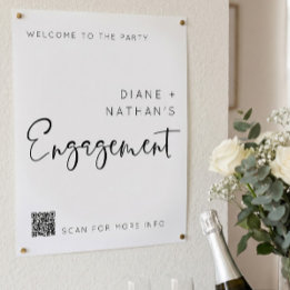 Minimalist Welcome to Our Engagement QR code Sign