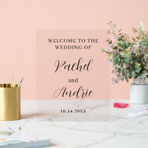 Minimalist Welcome Wedding Entrance Personalised Acrylic Sign