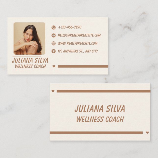 Minimalist Wellness Coach Custom Business Card (Front/Back)