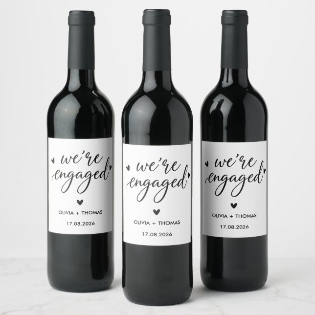 Minimalist We're Engaged Wine Label (Bottles)