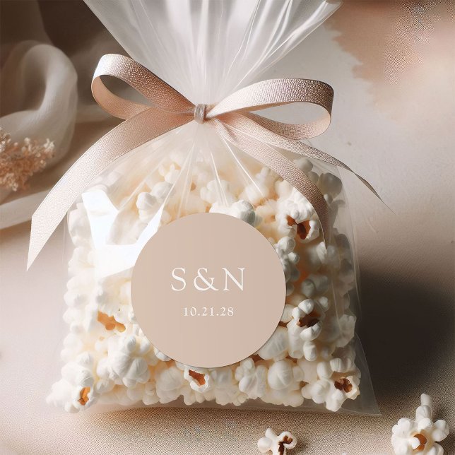 Minimalist Western Wedding | Latte Beige Classic Round Sticker (Creator Uploaded)