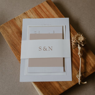Minimalist Western Wedding Monogram Invitation Belly Band