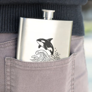 Minimalist Whale Family Reunion Flask