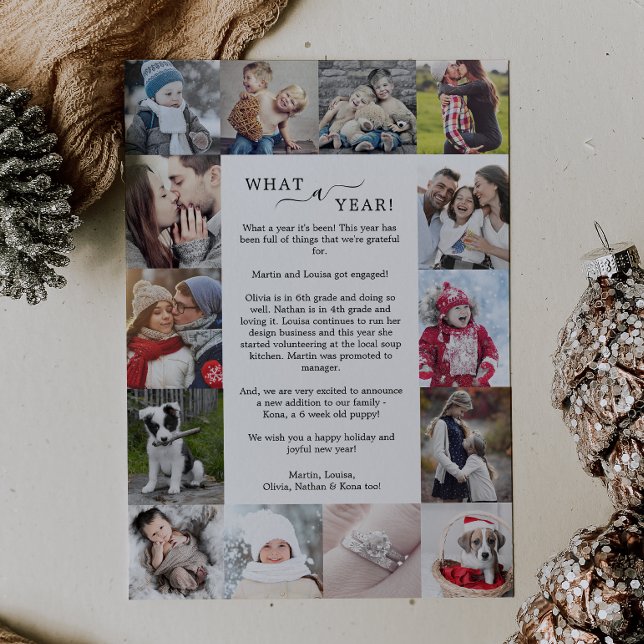 Minimalist What A Year Photo Collage Christmas Holiday Card (Creator Uploaded)
