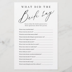 Minimalist what did the bride say game