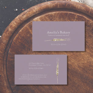Minimalist Wheat grain lavender purple bakery Business Card