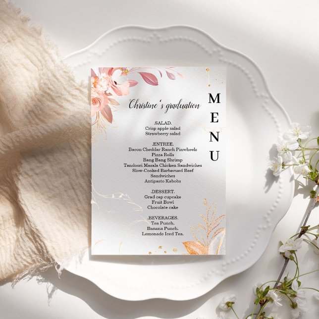Minimalist Whimsical Graduation party dinner menu Invitation (Creator Uploaded)