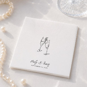 Minimalist Whimsical Ink Hand Drawn Bow Wedding Napkin