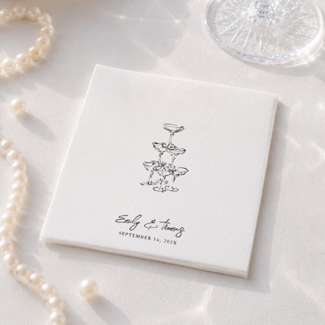 Minimalist Whimsical Ink Hand Drawn Wedding Napkin (Minimalist Whimsical Ink Hand Drawn Wedding Napkins)