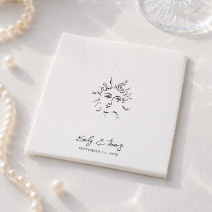 Minimalist Whimsical Ink Hand Drawn Wedding Napkin