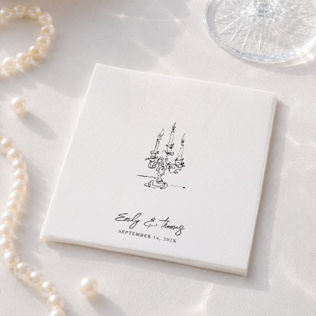 Minimalist Whimsical Ink Hand Drawn Wedding Napkin (Minimalist Whimsical Ink Hand Drawn Wedding Napkins)