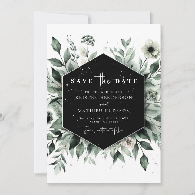 Minimalist Whimsical Romantic Sage Green Wedding Save The Date (Front)
