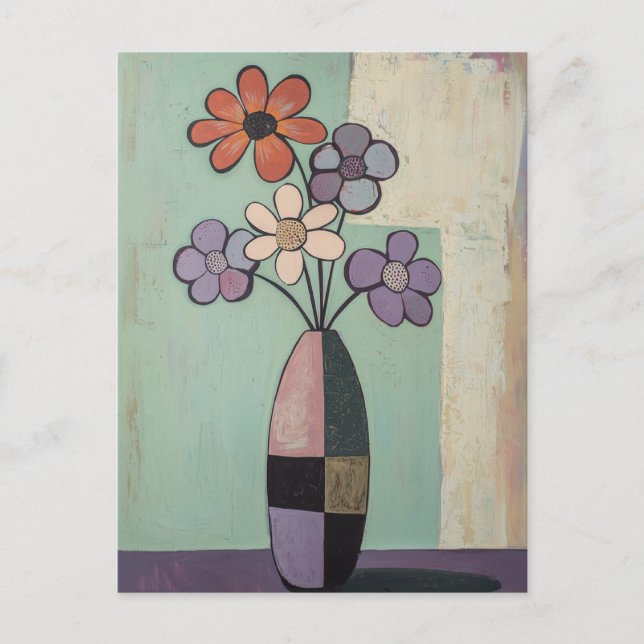 Minimalist Whimsy Flowers No.063 Postcard (Front)