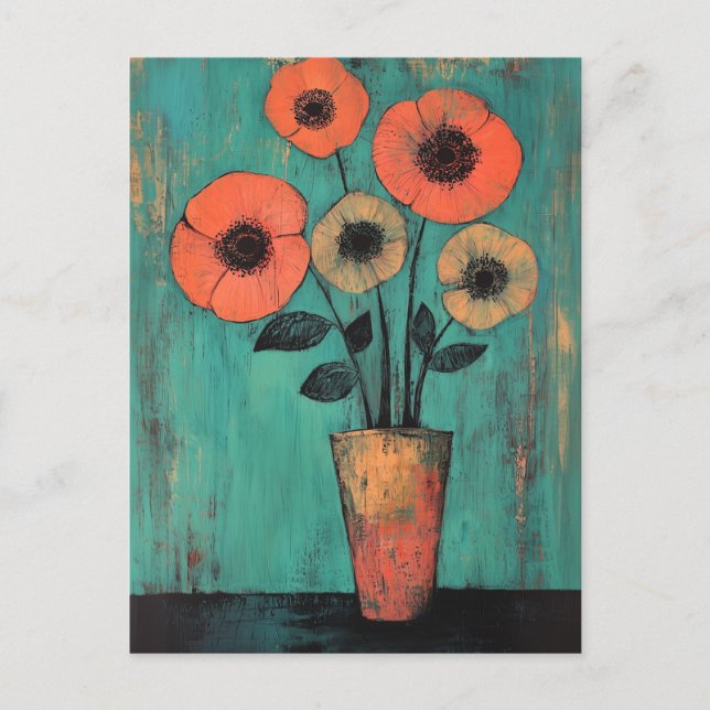 Minimalist Whimsy Flowers No.086 Postcard (Front)
