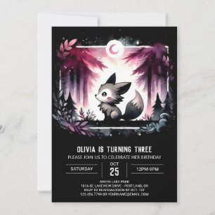 Minimalist Whimsy Wolf Birthday Invitation