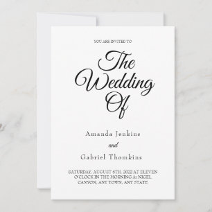 Minimalist White All-in-One Wedding Invitation
