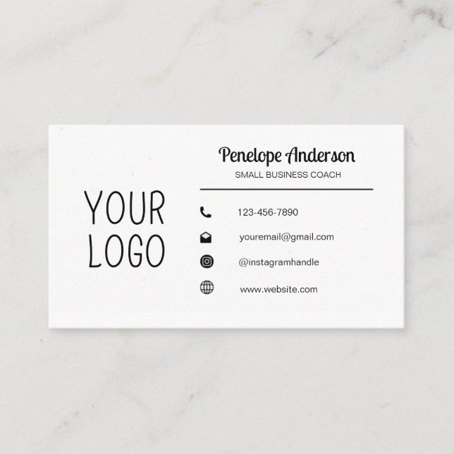 Minimalist White and Black Business Card (Front)