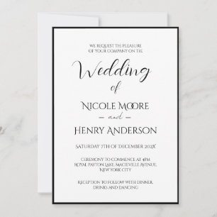 Minimalist White And Black Wedding Invitation Phot