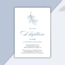 Minimalist White and Blue Botanical Baptism