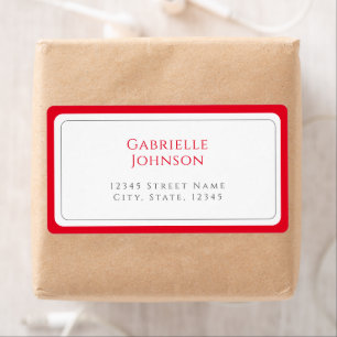 Minimalist White and Cherry Red Return Address 