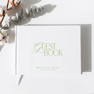 Minimalist White and Citrus Green Wedding Guest Bo Book
