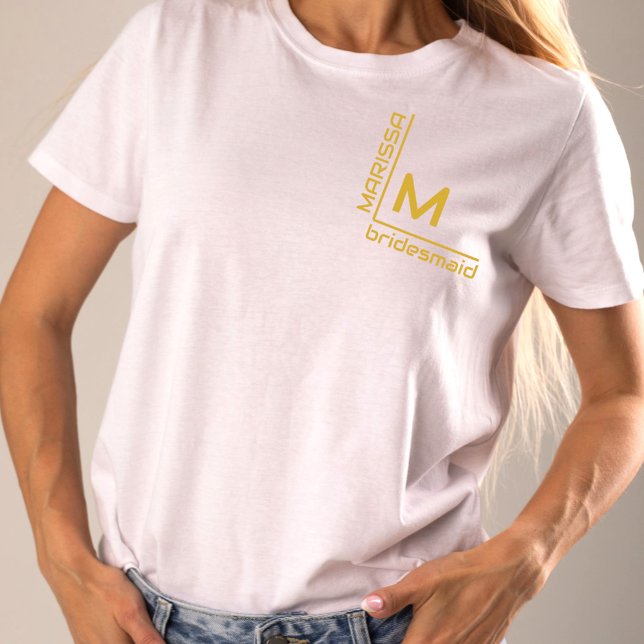 Minimalist White and Gold Personalised Bridesmaid T-Shirt (Creator Uploaded)