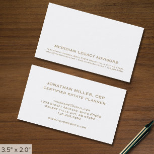 Minimalist White and Gold Typographic Business Card