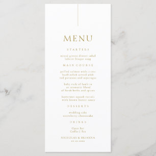 Minimalist White and Gold Wedding Menu
