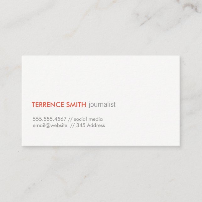 Minimalist White and Grey / Corporate (Red) Business Card (Front)