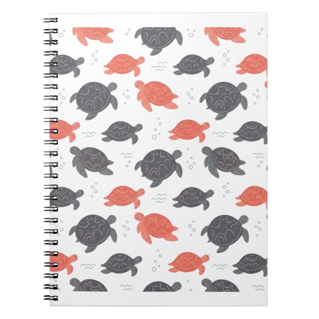 Minimalist White and Grey Sea Turtle Pattern Notebook (Front)