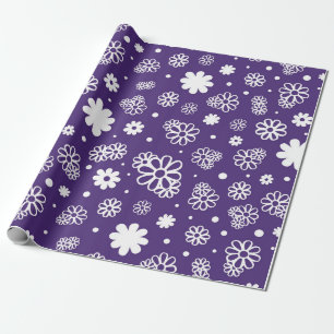 Minimalist White and Purple Flowers  Wrapping Paper