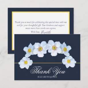 Minimalist White Anemone Bridal Shower Thank You Card