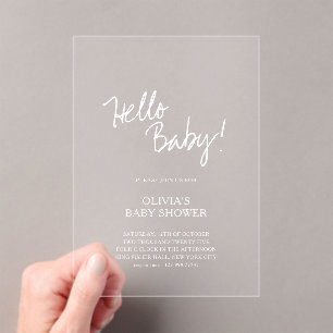 Minimalist White Arch Hello Baby Baby Shower Acrylic Invitations