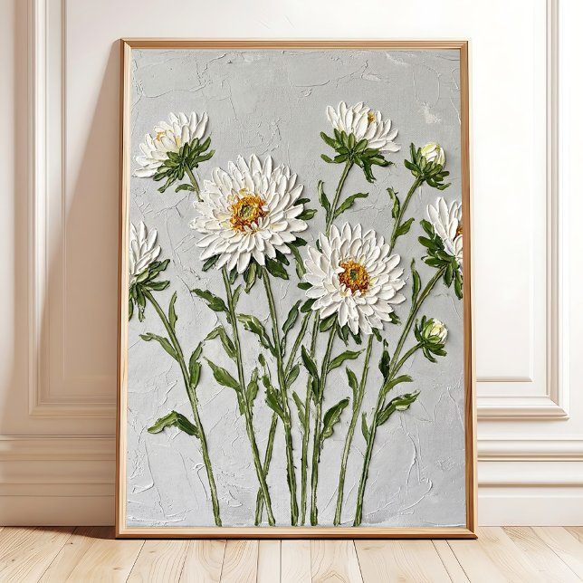 Minimalist White Aster Wall Art Canvas Print (Creator Uploaded)