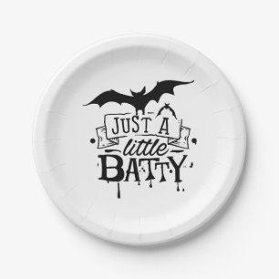 Minimalist White Background Graffiti Halloween  Paper Plate